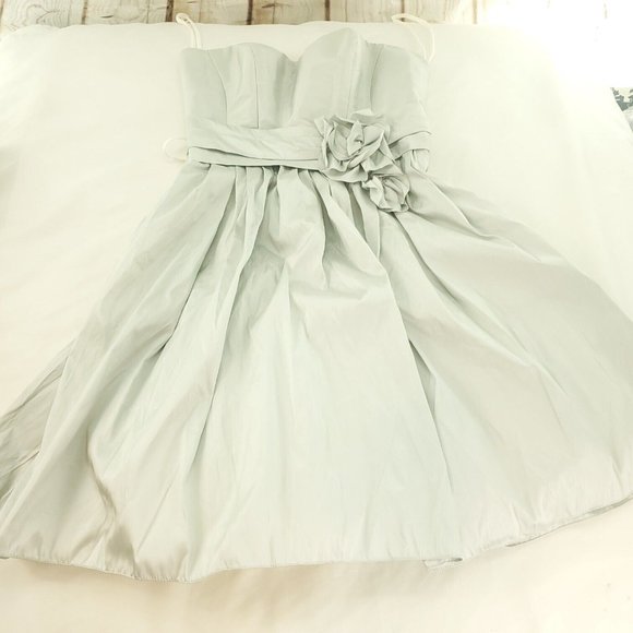 Priscilla of Boston Womens Silver Strapless Formal Back Zip Mini Dress Size 8 - Picture 5 of 15